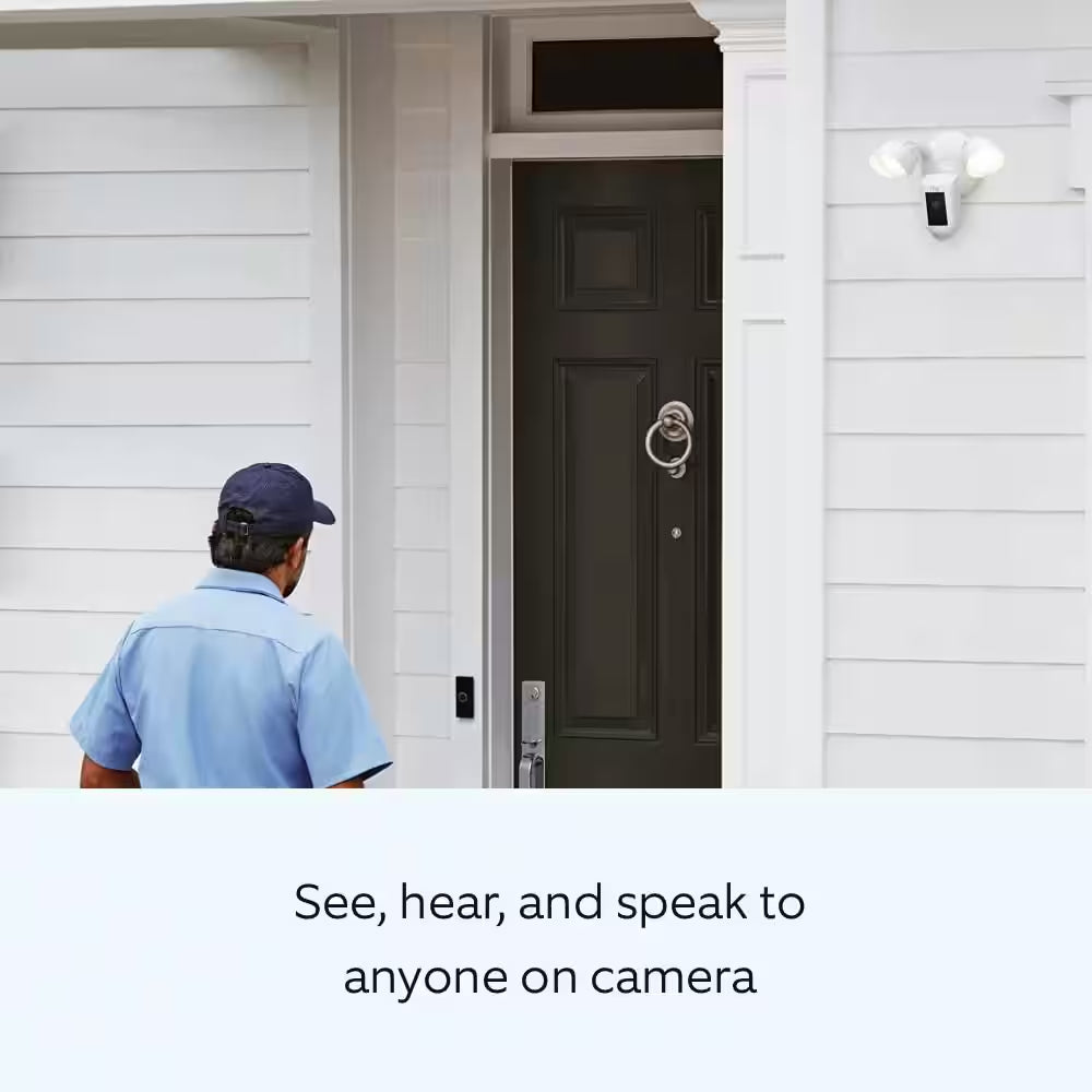 Floodlight Cam plus Wired - Outdoor Smart Security Camera with 2-LED Lights, 2-Way Talk, Color Night Vision, White