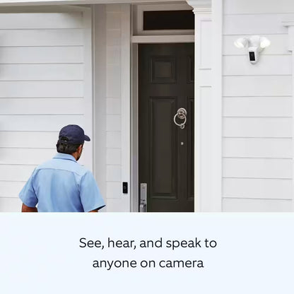 Floodlight Cam plus Wired - Outdoor Smart Security Camera with 2-LED Lights, 2-Way Talk, Color Night Vision, White