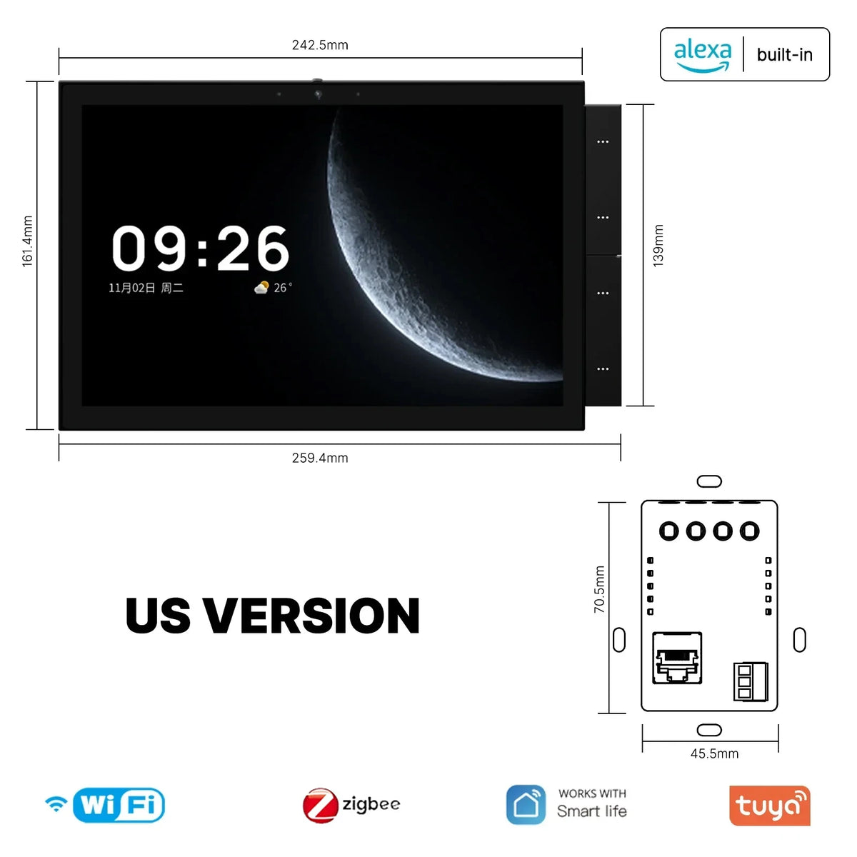 2026 New 10-Inch Tuya System Smart Home Control Panel Built-In Zigbee Gateway and Alexa Building Intercom Compatible