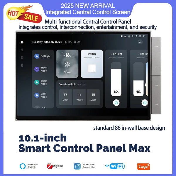 2026 New 10-Inch Tuya System Smart Home Control Panel Built-In Zigbee Gateway and Alexa Building Intercom Compatible