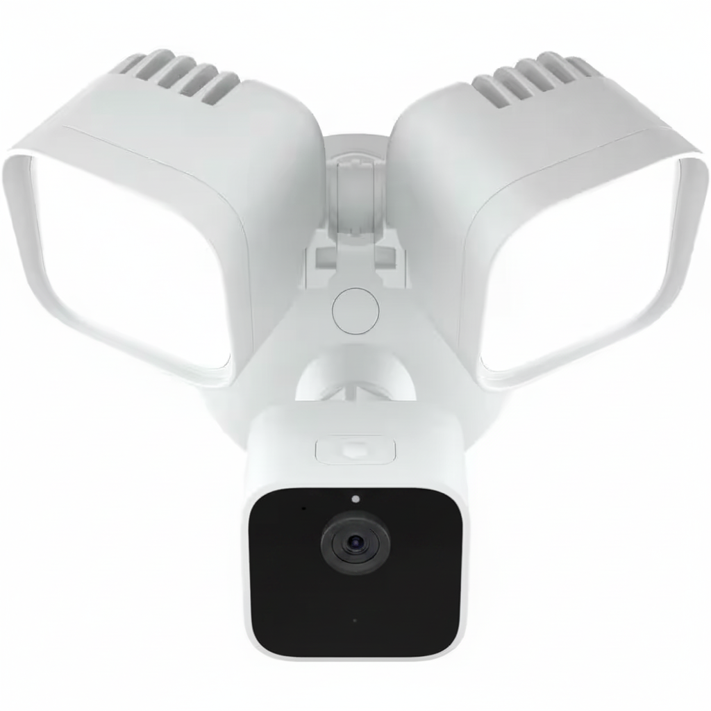 Wired Floodlight Camera - Smart Security Camera, 2600 Lumens, HD Works with Alexa - 1 Camera (White)