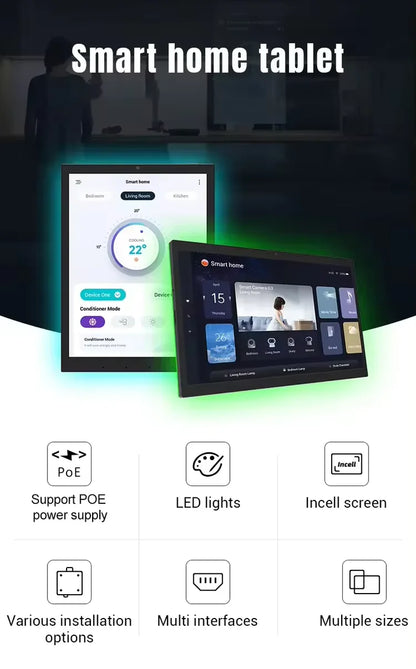 Android POE Tablet 10.1 Inch Smart Home Control Panel with MQTT,LED Lights,Google Play,Wifi,Bt,Rj45