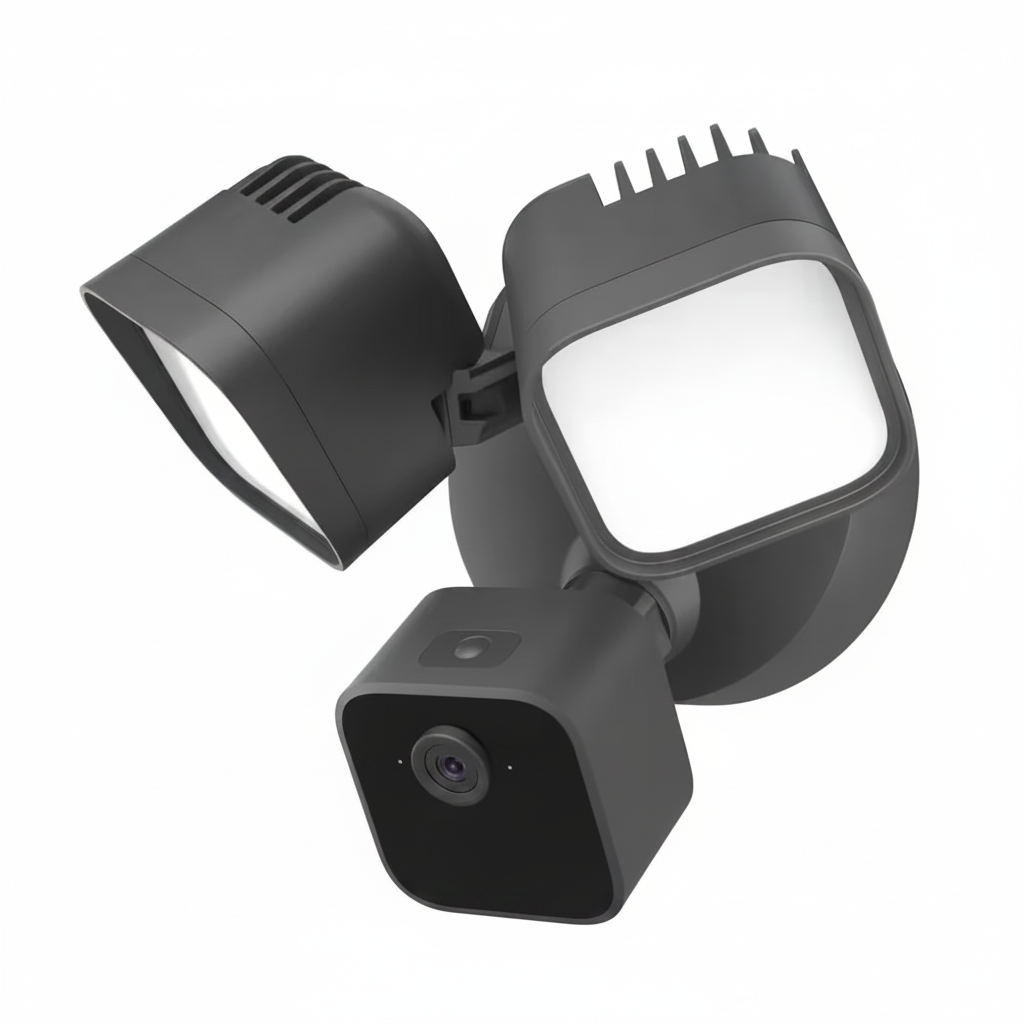 Wired Floodlight Camera - Smart Security Camera, 2600-Lumens, HD Works with Alexa - 1 Camera (Black)