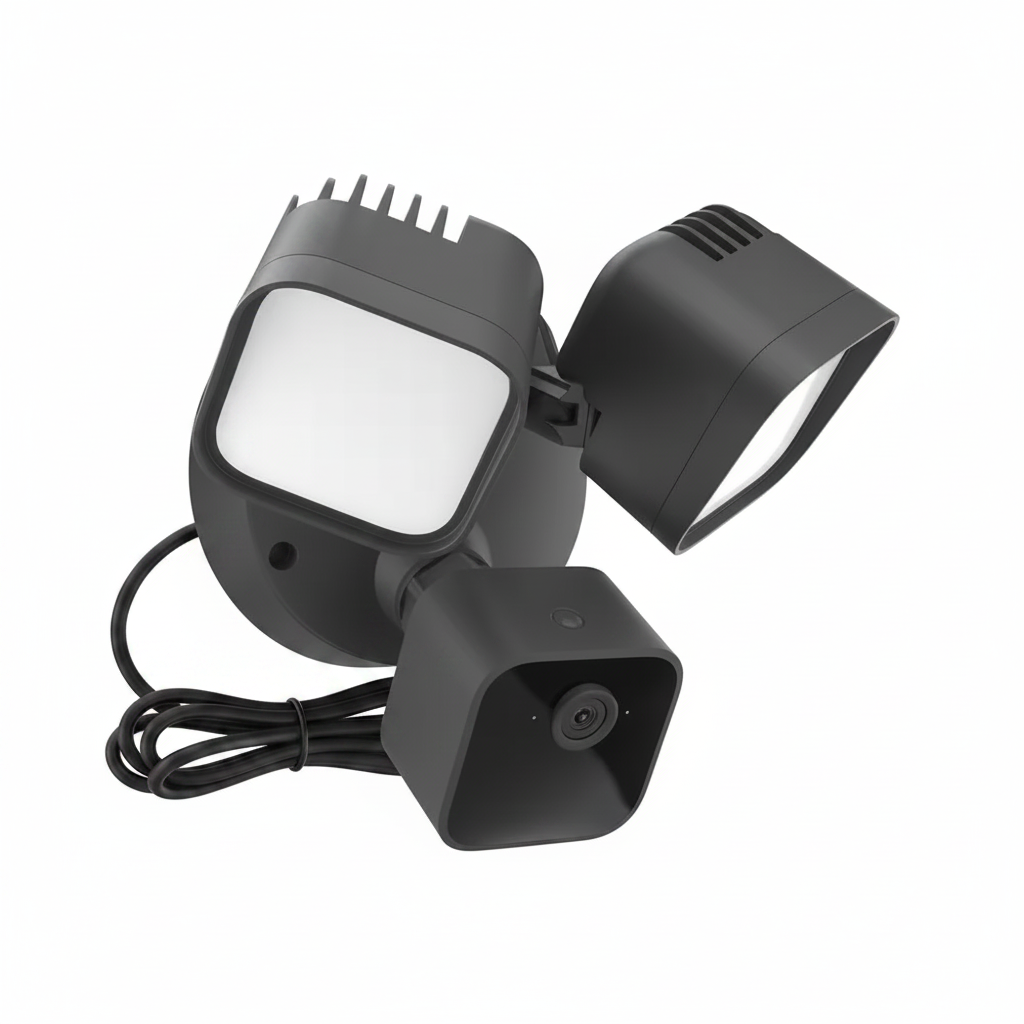 Wired Floodlight Camera - Smart Security Camera, 2600-Lumens, HD Works with Alexa - 1 Camera (Black)