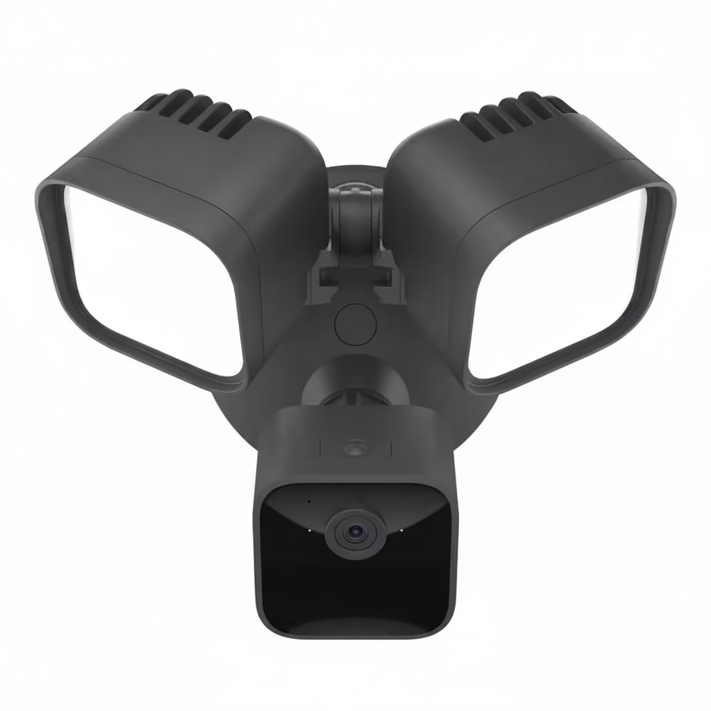 Wired Floodlight Camera - Smart Security Camera, 2600-Lumens, HD Works with Alexa - 1 Camera (Black)
