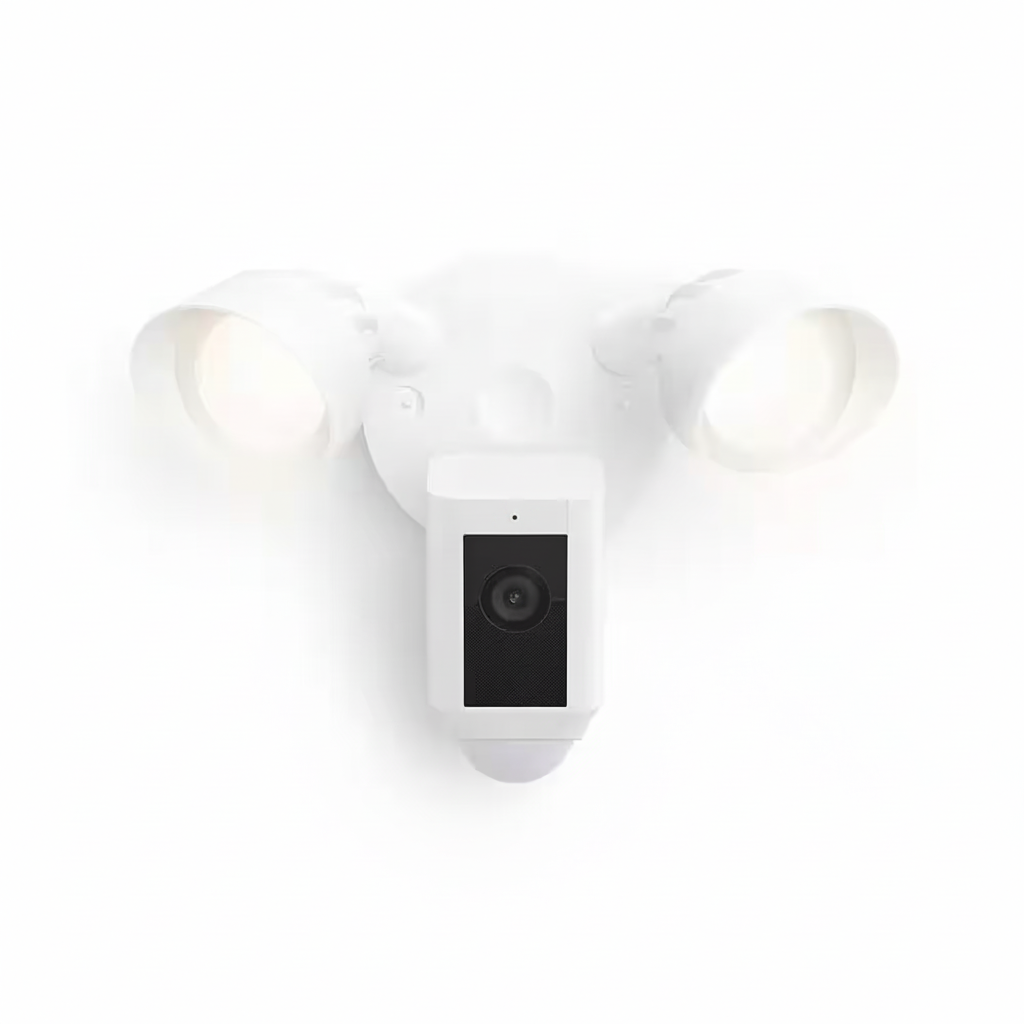 Floodlight Cam plus Wired - Outdoor Smart Security Camera with 2-LED Lights, 2-Way Talk, Color Night Vision, White