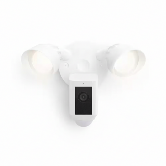 Floodlight Cam plus Wired - Outdoor Smart Security Camera with 2-LED Lights, 2-Way Talk, Color Night Vision, White